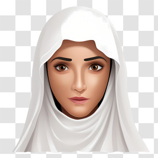 Woman With Veil - Illustration Of Woman In White Hijab Transparent PNG