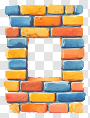 Brick Wall Frame - Colorful Brick Frame Design Transparent PNG