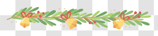 Branch - Festive Garland With Golden Bells Transparent PNG