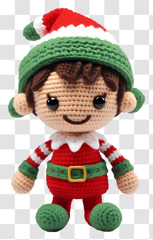 Santa Claus Doll - Adorable Crocheted Christmas Elf Doll Transparent PNG