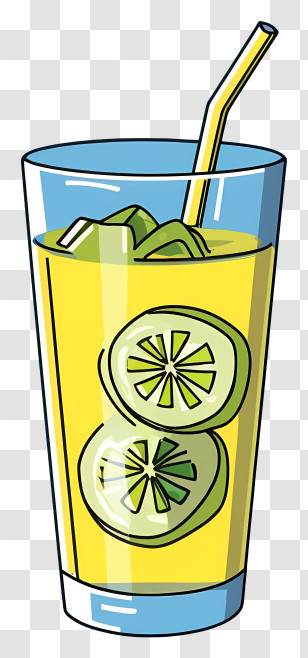 Cartoon - Glass Of Fresh Lemonade With Lemon Slices Transparent PNG
