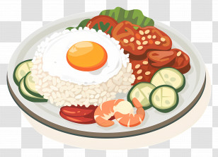 Nasi Lemak - Delicious Plate Of Rice With Egg And Side Dishes Transparent PNG