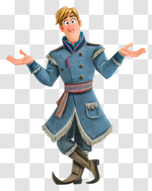 Frozen Kristoff - Animated Character In Blue Coat Transparent PNG