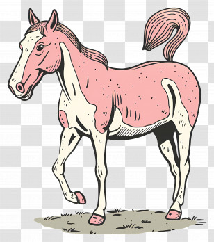 Cartoon Horse - Sketched Horse Illustration In Cartoon Style Transparent PNG