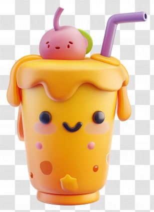 3d Juice - Cute Cartoon Drink With Cherry Transparent PNG