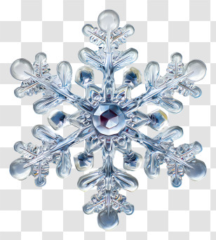 Snowflake Close Up - Silver Crystal Snowflake Transparent PNG