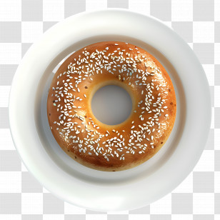 Bagel Bread - Sesame Seed Bagel On Plate Transparent PNG