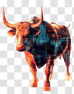Stock Market - Digital Bull With Modern City Overlay Transparent PNG