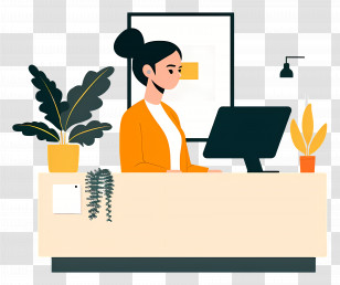 Receptionist - Office Worker At Desk Transparent PNG