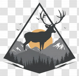 Deer Silhouette - Deer In Mountain Landscape Illustration Transparent PNG