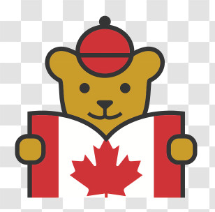 Bear Logo - Bear Holding Canadian Flag Transparent PNG