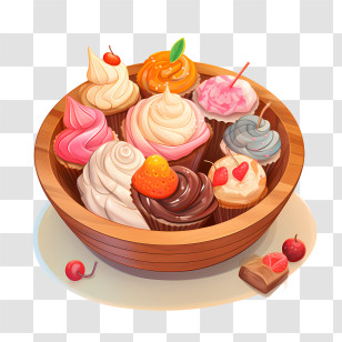 Halloween Candies Bowl - Bowl Of Colorful Cupcakes Transparent PNG