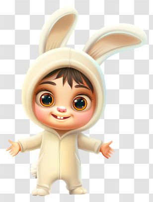 Kid - Adorable Cartoon Bunny Boy Transparent PNG