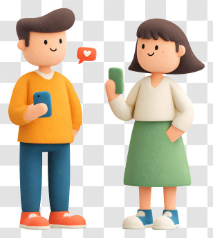 Couple Calling Each Other - Couple Communicating With Phones Transparent PNG
