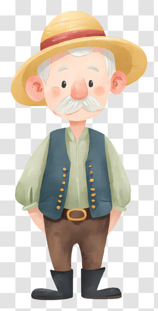 Cartoon Old Farmer - Friendly Grandpa Farmer Illustration Transparent PNG