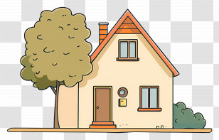 House - Cartoon House With A Tree Illustration Transparent PNG