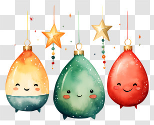 Christmas Ornaments - Colorful Christmas Ornaments With Faces Transparent PNG