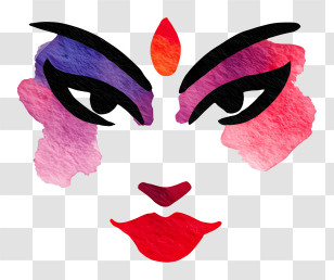 Goddess Durga - Watercolor Goddess Eyes Illustration Transparent PNG
