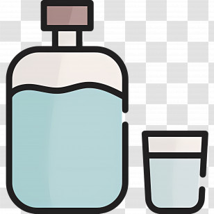 Mineral Water - Bottle And Glass Illustration Transparent PNG