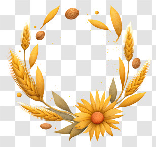 Wheat Harvest Wreath - Harvest Wheat Floral Wreath Transparent PNG