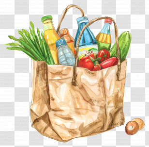 Bag Of Groceries - Paper Bag Filled With Groceries Transparent PNG