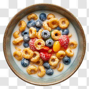 Cereal Bowl - Colorful Cereal Bowl With Milk And Fruits Transparent PNG