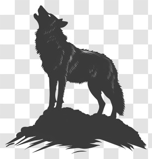 Wolf Silhouette - Howling Wolf Silhouette Transparent PNG