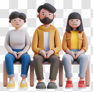 People Sitting - 3D Family Sitting Together Illustration Transparent PNG
