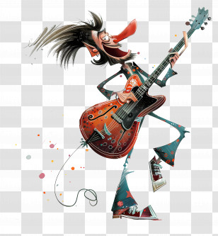 Rock N Roll - Animated Rock Guitarist Playing Guitar Transparent PNG