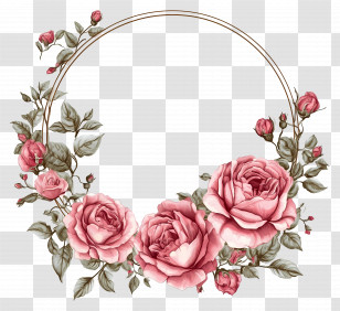 Wedding Circle Frame - Beautiful Pink Floral Wreath Transparent PNG