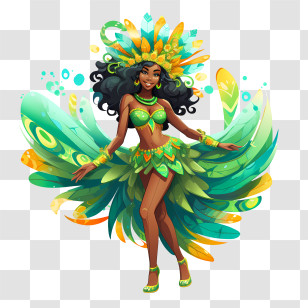 Brazil Carnival Dancer - Carnival Dancer In Green Costume Transparent PNG