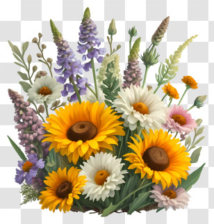Cartoon - Beautiful Flower Bouquet Transparent PNG