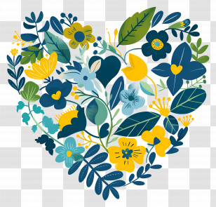 Heart Flowers - Heart Shaped Floral Art Transparent PNG