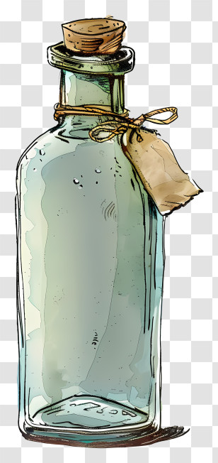 Empty Bottle - Glass Bottle With Cork And Tag Transparent PNG