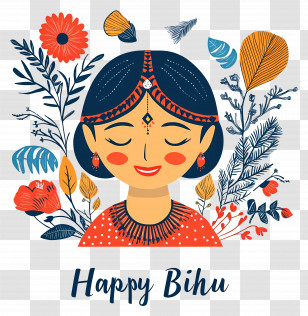 Happy Bihu - Happy Bihu Celebration Illustration Transparent PNG