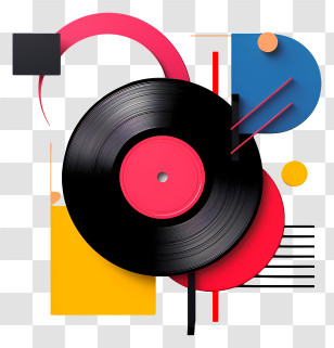 Vinyl Record - Abstract Vinyl Record With Geometric Shapes Transparent PNG