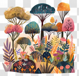Nature Background - Colorful Forest Illustration With Abstract Details Transparent PNG