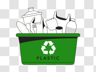 Recycling - Plastic Recycling Bin With Waste Transparent PNG