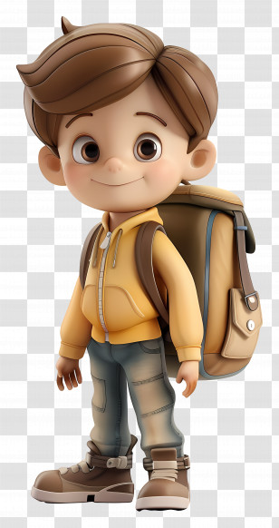 Schoolboy With Backpack - Realistic Cartoon Boy With Backpack For School Transparent PNG