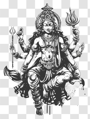 Maa Chandraghanta - Illustration Of A Hindu Deity With Spiritual Symbols Transparent PNG