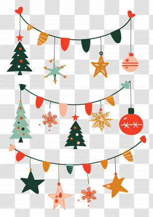 Christmas Garland - Holiday Garlands With Ornaments And Trees Transparent PNG