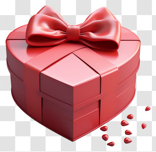 Gift Box - Red Heart-Shaped Gift Box With Bow Transparent PNG