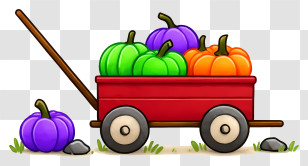 Pumpkin Wagon - Red Wagon Full Of Pumpkins Transparent PNG