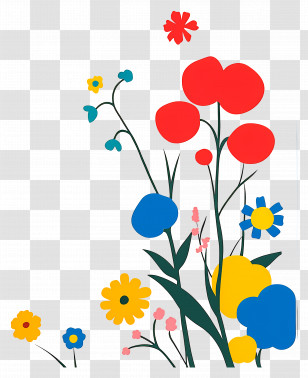 Flower Corner - Colorful Flowers In Bloom Transparent PNG