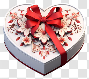 Gift Box - Heart-Shaped Gift Box With Red Ribbon Transparent PNG