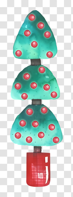 Mushroom Tree - Christmas Tree With Red Ornaments Transparent PNG