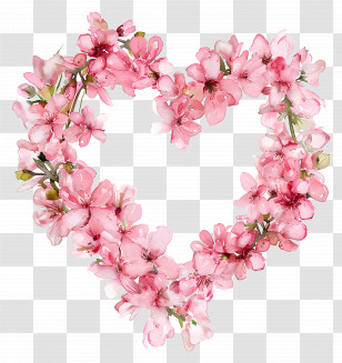 Heart Flower - Heart-Shaped Wreath Of Pink Flowers Transparent PNG