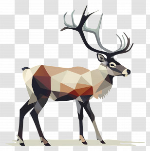 Low Poly Reindeer Illustration - Low Poly Reindeer Illustration Transparent PNG