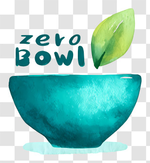 Zero Bowl - Teal Watercolor Bowl Logo Transparent PNG