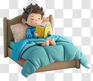 Childrens Bedtime Stories - Boy Enjoying A Book In Bed Transparent PNG